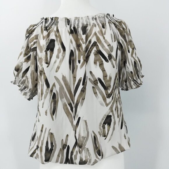 Ann Taylor Peasant Blouse Size S Popover Blouson Elastic Neck Sleeves Waist - Picture 9 of 13